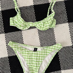 Green Gingham Bikini Set